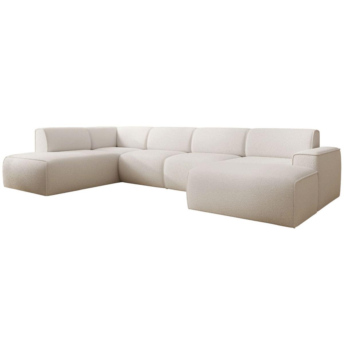 WOHNLANDSCHAFT Bouvi Creme links - Creme/Schwarz, Kunststoff/Textil (378/220cm) - Selsey