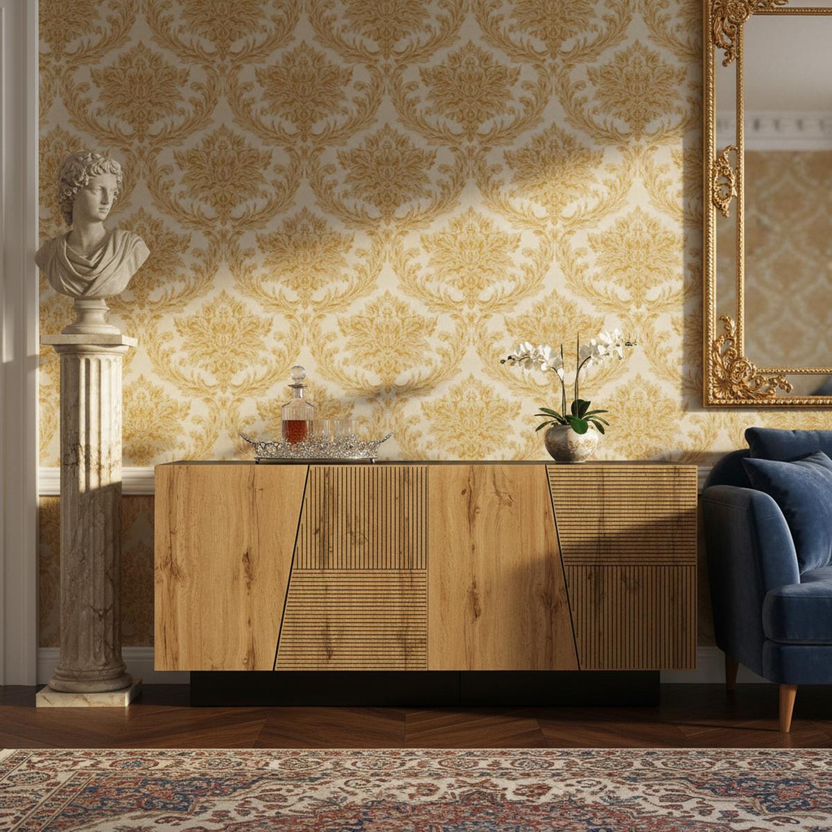 SIDEBOARD 160cm in Schwarz & Eiche-Optik - Walnussfarben, Holzwerkstoff (160/72/40cm) - Urban Meuble