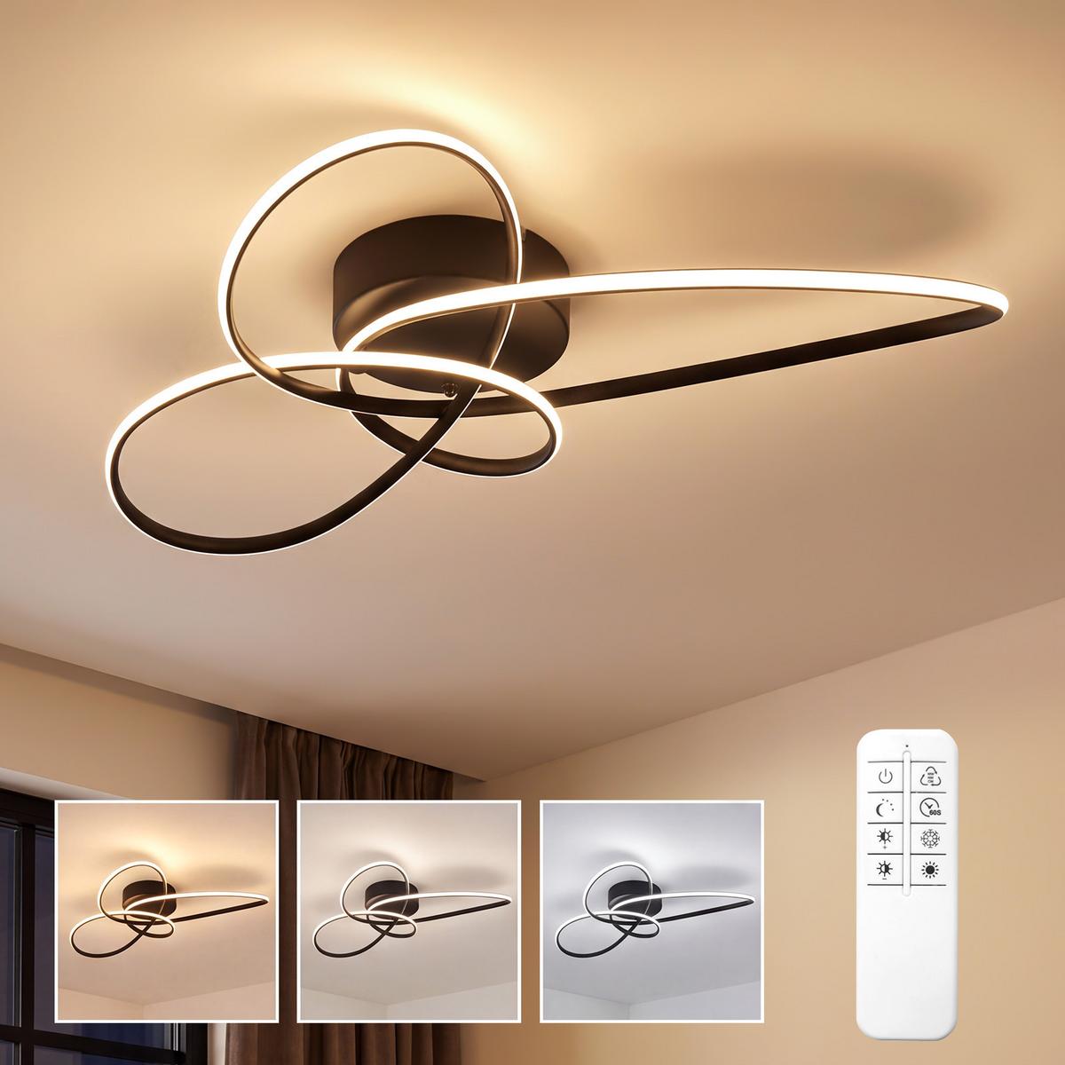 LED DECKENLEUCHTE Myvin 52.5/35.5/11.5 cm - Schwarz, Kunststoff/Metall (52.5/34.5/11.5cm) - ZMH