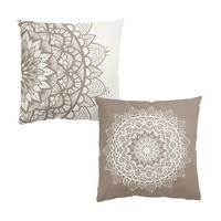 DEKOKISSEN 2er-Set Mandala Illustration shabby Set beige weiß 40/40 cm - Weiß, Textil (40/40cm) - Bilderwelten