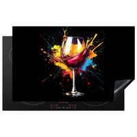 HERDABDECKPLATTE Wein - Glas - Graffiti - Getränk - Rot - Farbe Induktionsmatte 83x51 cm - Weinrot, Kunststoff (83/51.5/0.2cm) - MuchoWow