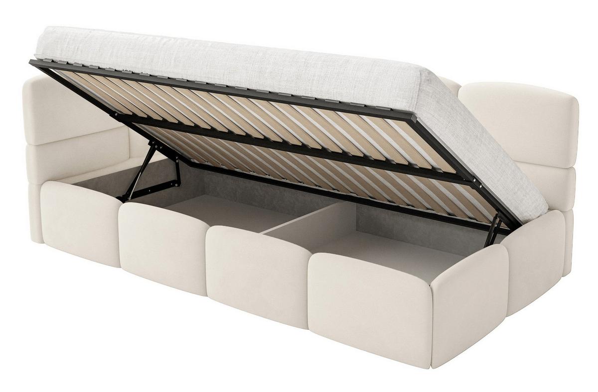 JUGENDBETT Cloudy Creme 120 cm, Easy-Clean-Velours - Creme/Schwarz, Kunststoff/Textil (120/200cm) - Selsey