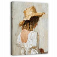 BILDER Frau Hut Abstrakt Boho Beige 100x70 - Multicolor, Holzwerkstoff (70/100cm) - Wallarena