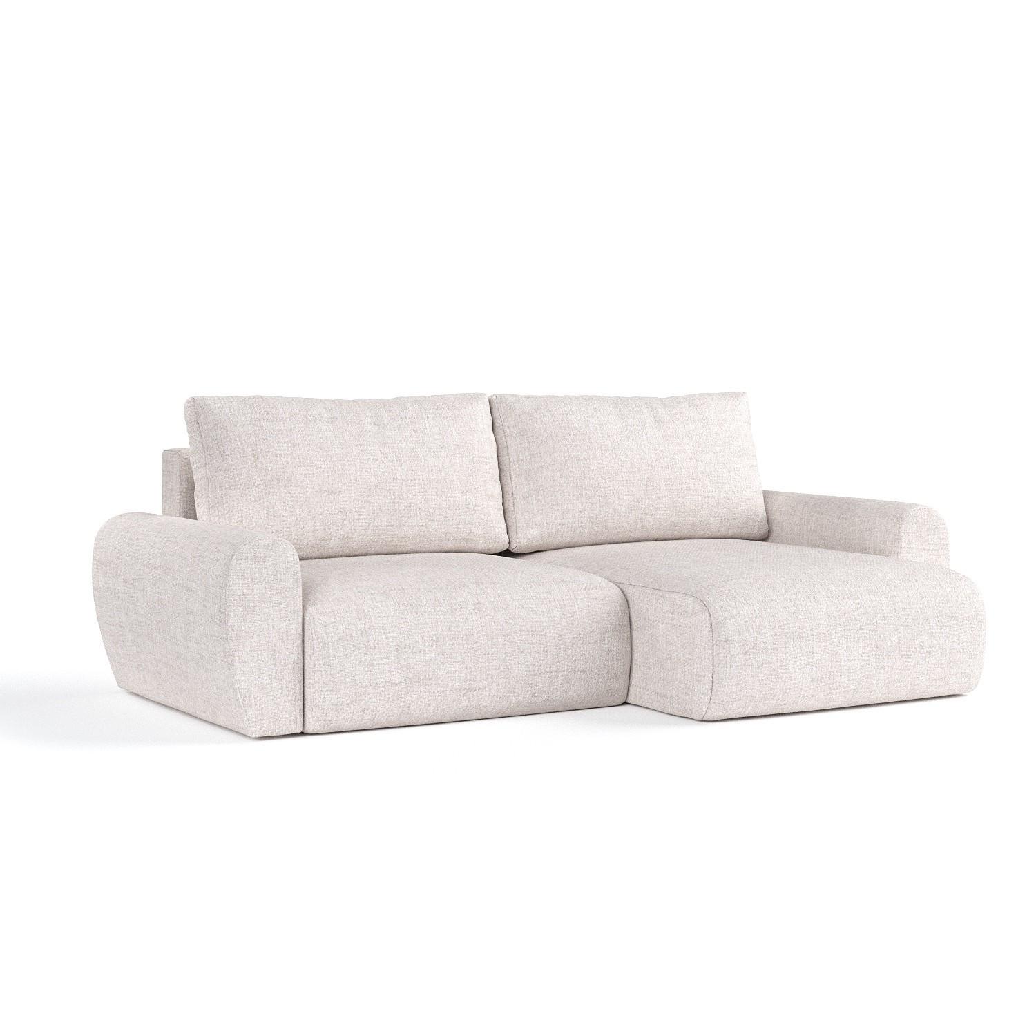 ECKSOFA OMARI mit Schlaffunktion Hellbeige im Neve Stoff - Sandfarben/Schwarz, Holz/Holzwerkstoff (253/153cm) - AltaBeds