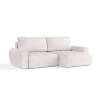 ECKSOFA OMARI mit Schlaffunktion Hellbeige im Neve Stoff - Sandfarben/Schwarz, Holz/Holzwerkstoff (253/153cm) - AltaBeds
