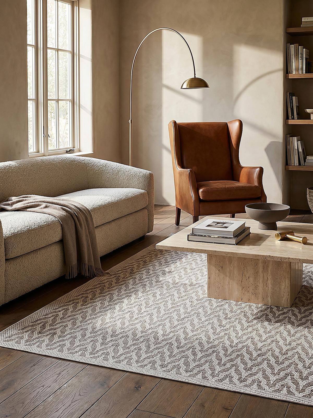 FLACHWEBTEPPICH Geometrisch ESERA Polypropylen Beige 120 x 160 cm - Beige, Textil (120/160cm) - KADIMA DESIGN