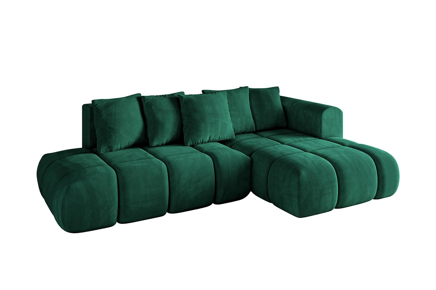 ECKSOFA Ottomane Rechts CLOUD-L-v1 280x185x90 Dunkelgrün Velours - Dunkelgrün, Holzwerkstoff/Kunststoff (185/280cm) - ALTDECOR