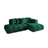 ECKSOFA Ottomane Rechts CLOUD-L-v1 280x185x90 Dunkelgrün Velours - Dunkelgrün, Holzwerkstoff/Kunststoff (185/280cm) - ALTDECOR
