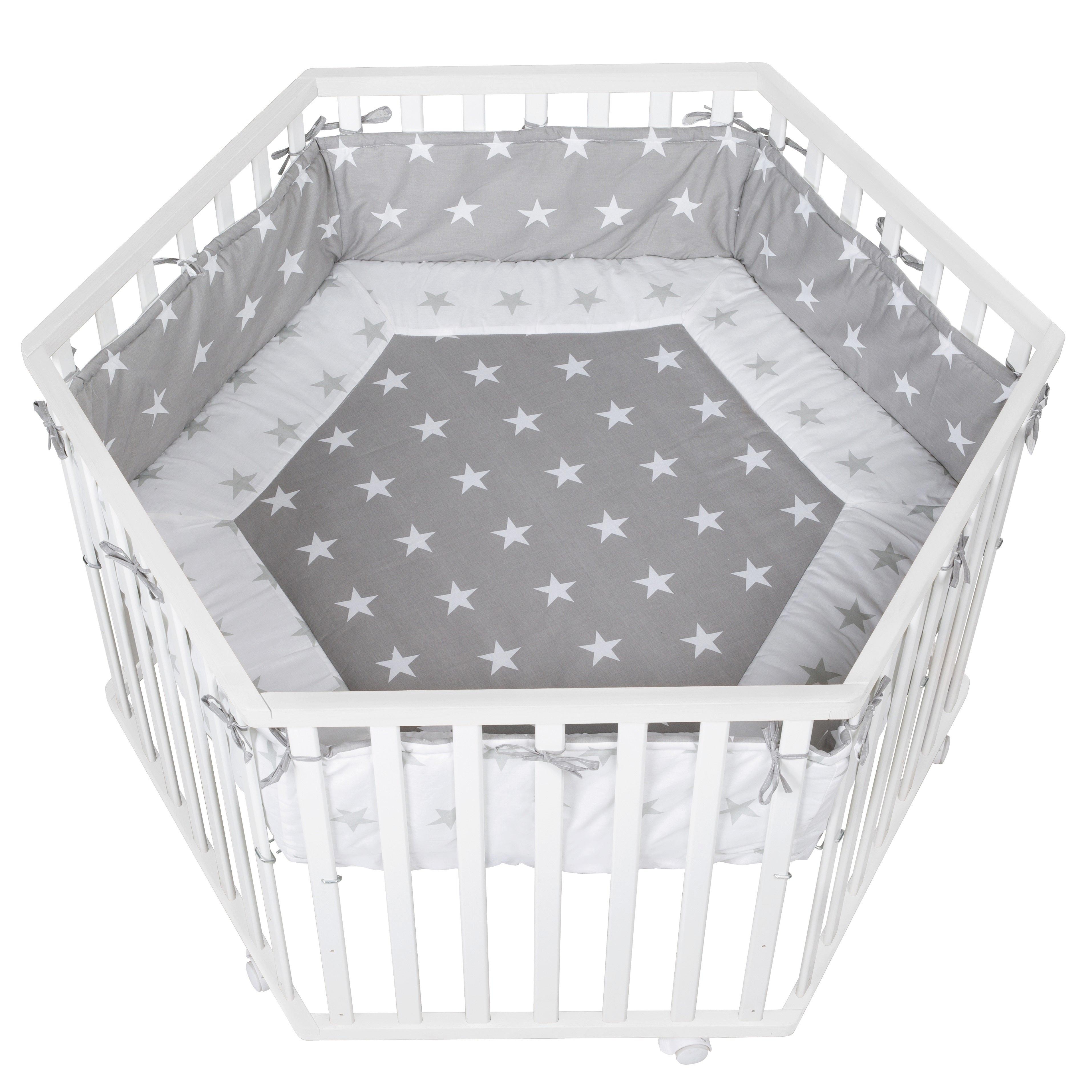 LAUFGITTER 6-eckig Little Stars - Weiß, Holzwerkstoff (118.5/72.5/103.5cm) - Roba