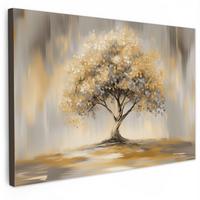 LEINWANDBILD Gemälde - Baum - Abstrakt - Blätter Deko Schlafzimmer 30x20 cm - Beige, Textil (30/20cm) - MuchoWow