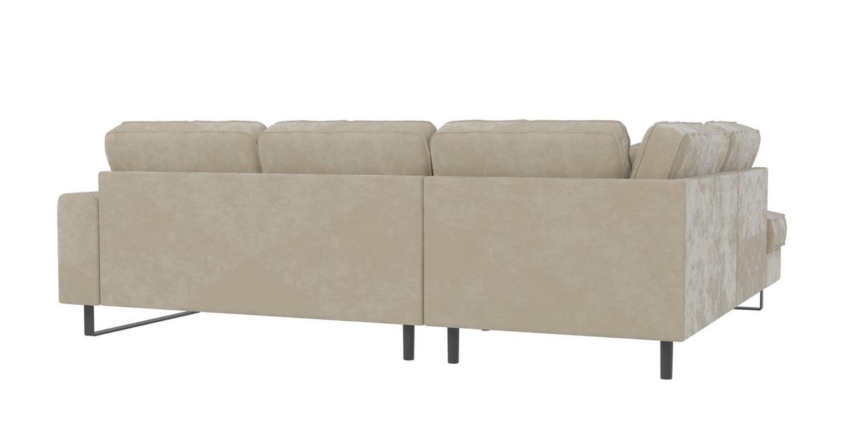 ECKSOFA Zuri Beige Samt - Beige/Schwarz, Holz/Kunststoff (290/231cm) - S-Style Möbel