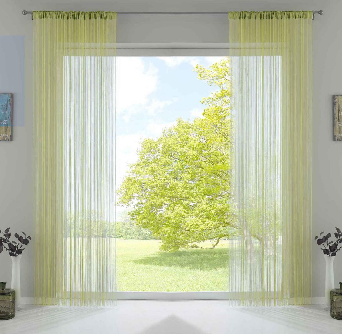 FADENGARDINE 2ER SET HxB 250x140 cm Apfelgrün - Grün, Textil (140/250cm) - Gardinenbox
