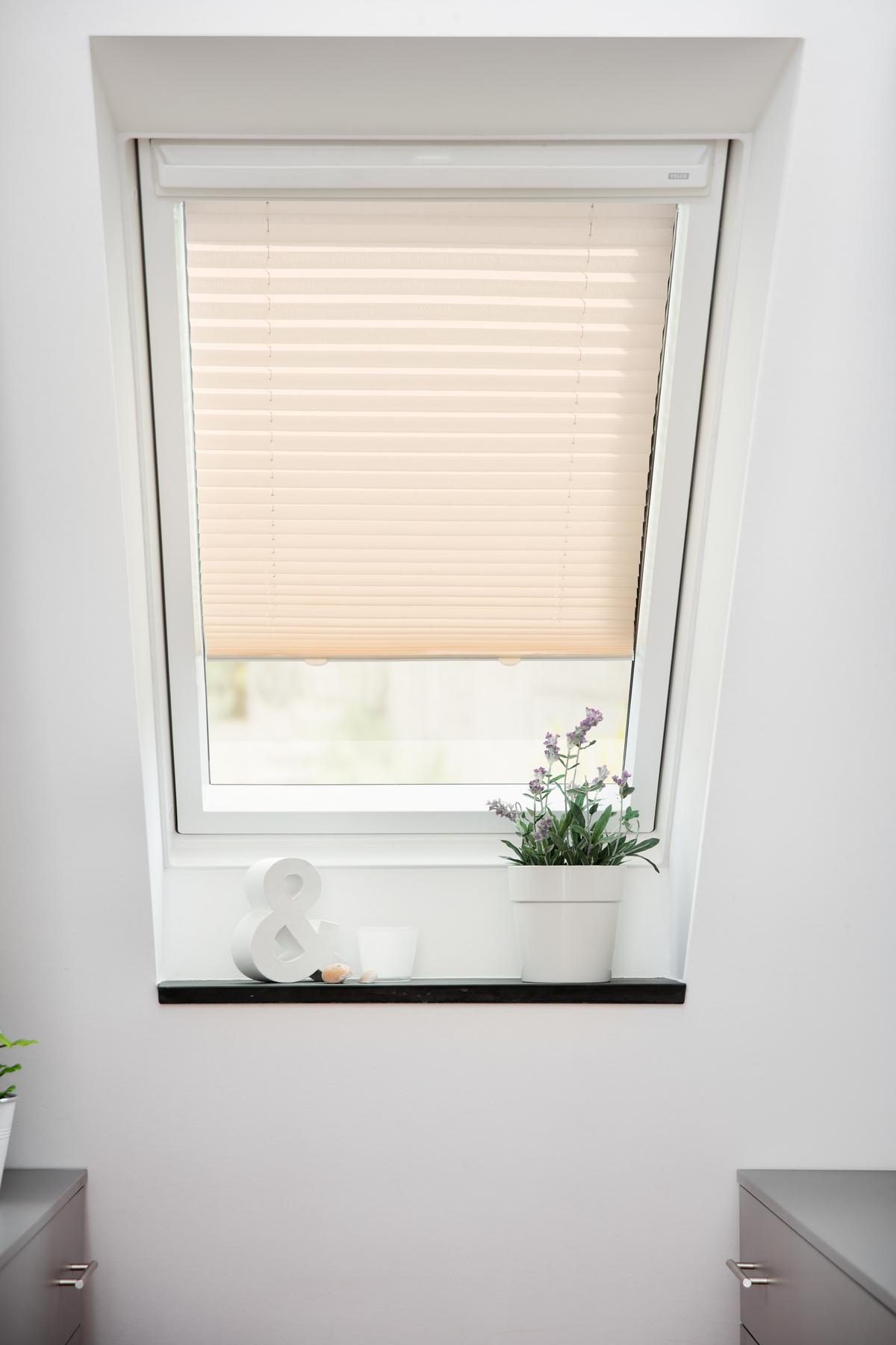 DACHFENSTER PLISSEE HAFTFIX, OHNE BOHREN Creme, 100 cm, 59.3, 100 - Creme, Textil (59.3/100cm) - Lichtblick Original