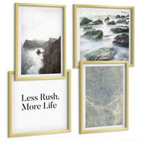 BILDER SET 4er Set - 50x50 cm & 40x60 cm Goldrahmen - Grüner Marmor Melancholie - Goldfarben, Kunststoff (50/50cm) - TULUP