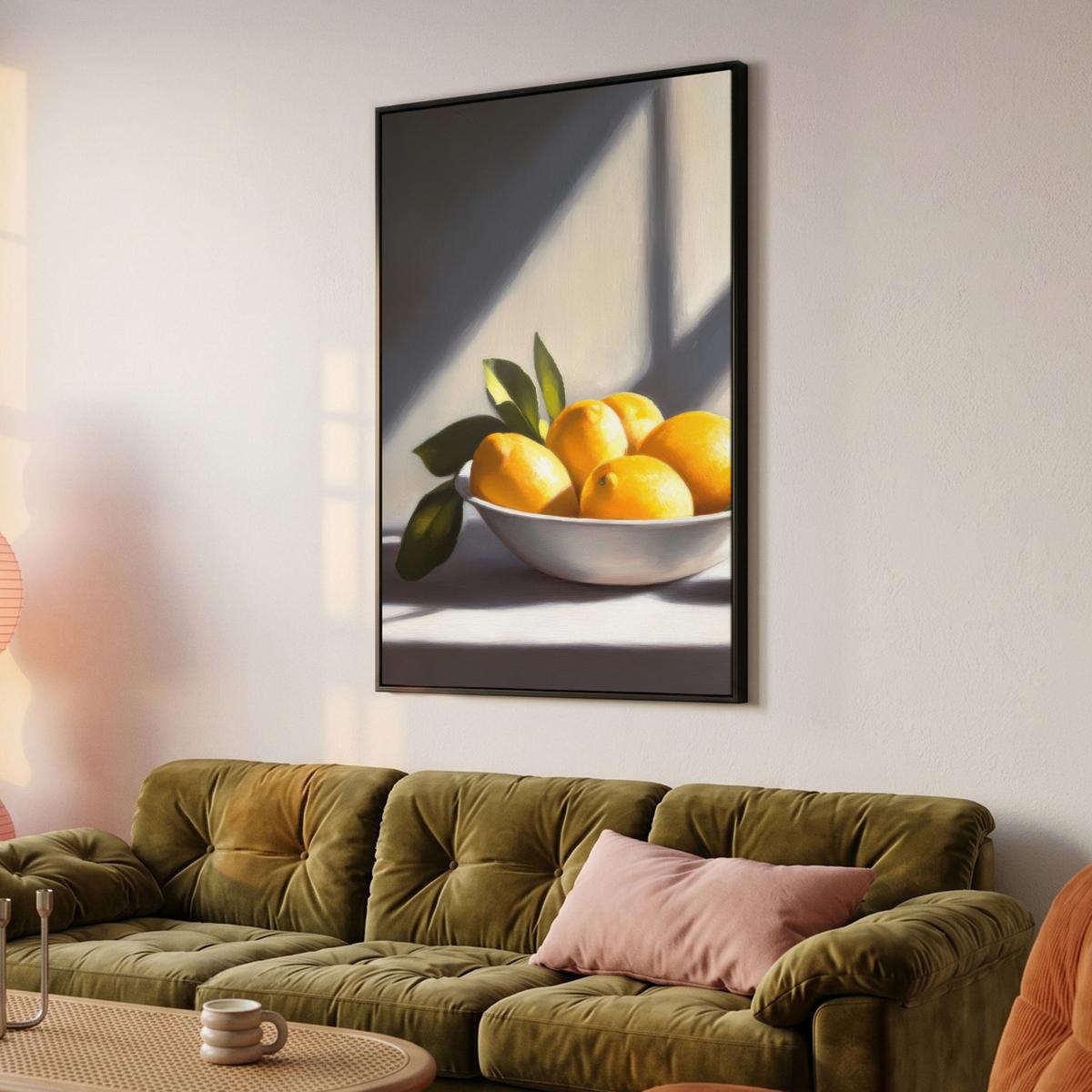LEINWAND Bilder mit Rahmen - Zitronen - Stilleben - Gelb - 80x120 - Gelb, Textil (80/120cm) - MuchoWow