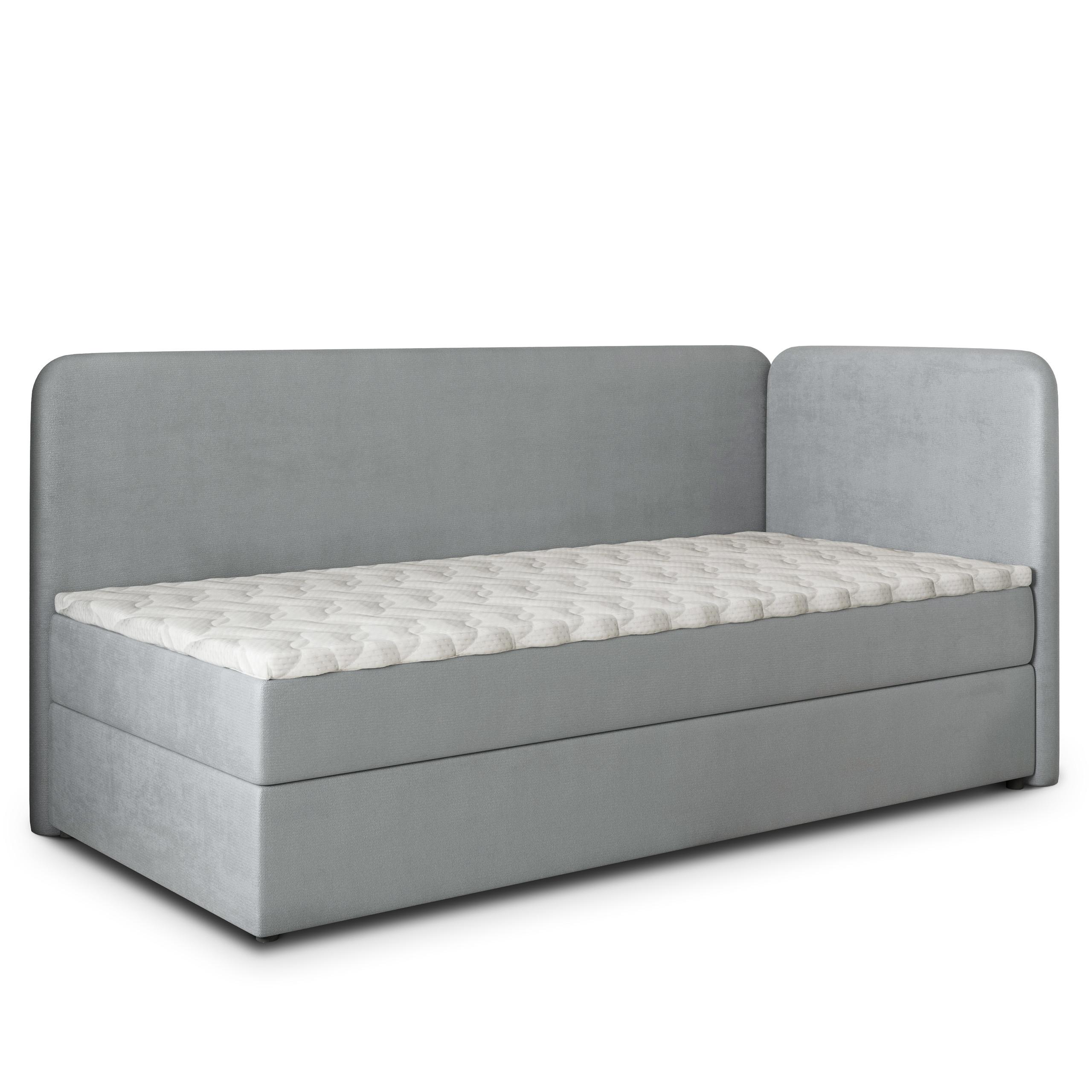 BOXBETT GINA 90x200 cm mit Matratze und Topper, H2+H3 - Hellgrau - Hellgrau, Holz (90/200cm) - MASSENO