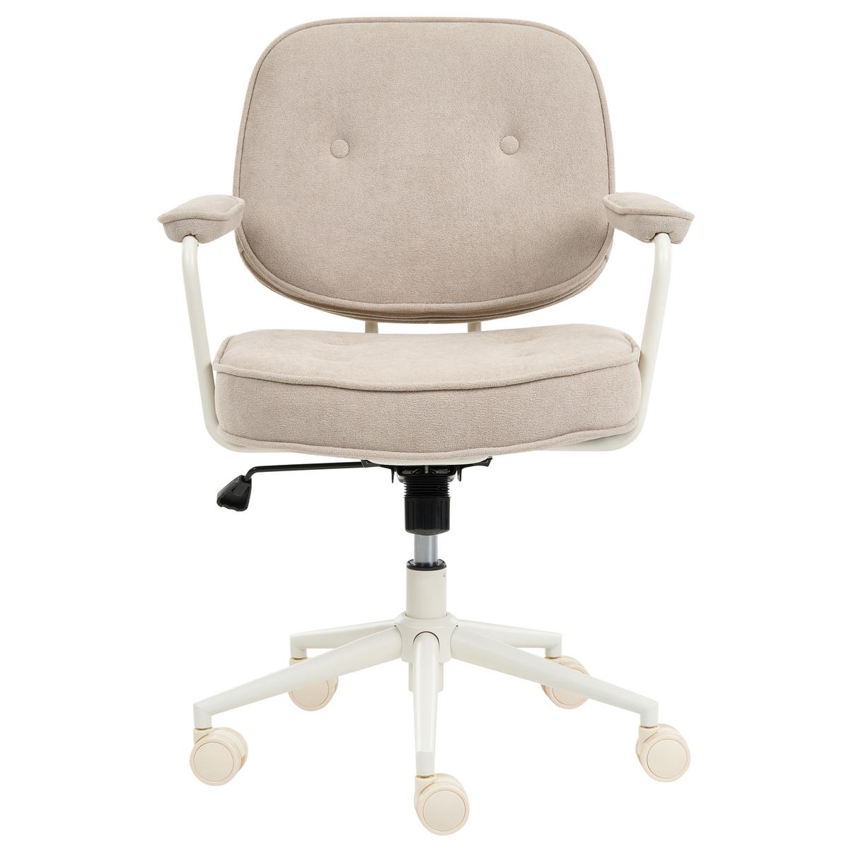 SCHREIBTISCHSTUHL Bouclé Hellbeige Paramus - Beige, Kunststoff (60/81/65cm) - Beliani