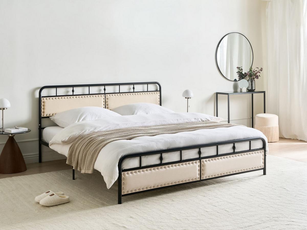 BETT mit Lattenrost 180/200 cm Eisen Schwarz Breuillet - Schwarz, Metall (180/200cm) - Beliani