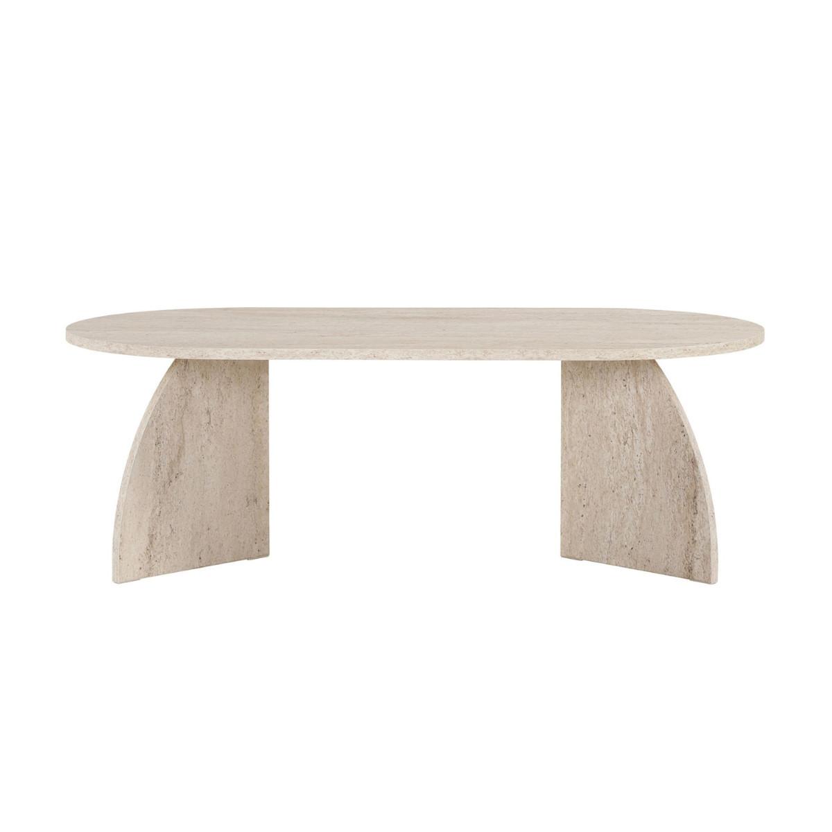 COUCHTISCH mit ovaler Tischplatte und geschwungenen Beinen 120/60/40 cm - Beige, Holzwerkstoff (6.8/60/40cm) - Calicosy