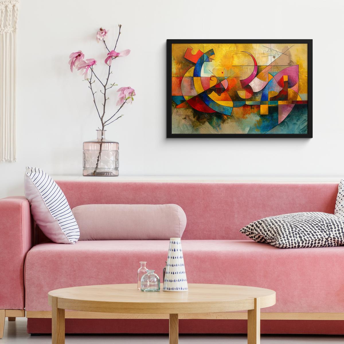 POSTER MIT RAHMENGERAHMTES BILD Kunst - Abstrakt - Modern 60x40 cm - Gelb, Papier (60/40cm) - MuchoWow
