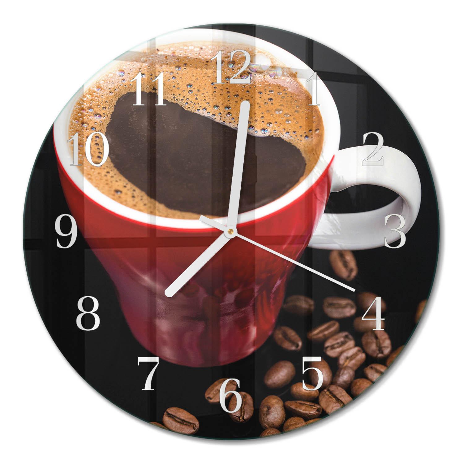WANDUHR aus Glas Ø30 cm - Tasse Kaffee - Braun, Glas (30/30/0.4cm) - TULUP
