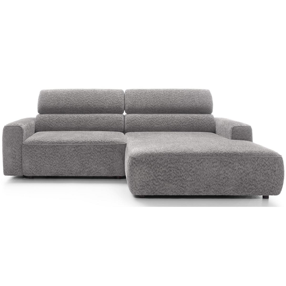 ECKSOFA Fando Hellgrau Chenille - Hellgrau/Schwarz, Kunststoff/Textil (182/252cm) - Selsey