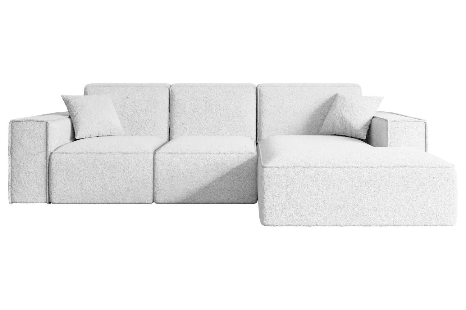 ECKSOFA Ottomane Rechts SERRA-L - 266x169x80 cm Weiß Bouclé - Schwarz/Weiß, Holzwerkstoff/Kunststoff (266/169cm) - ALTDECOR