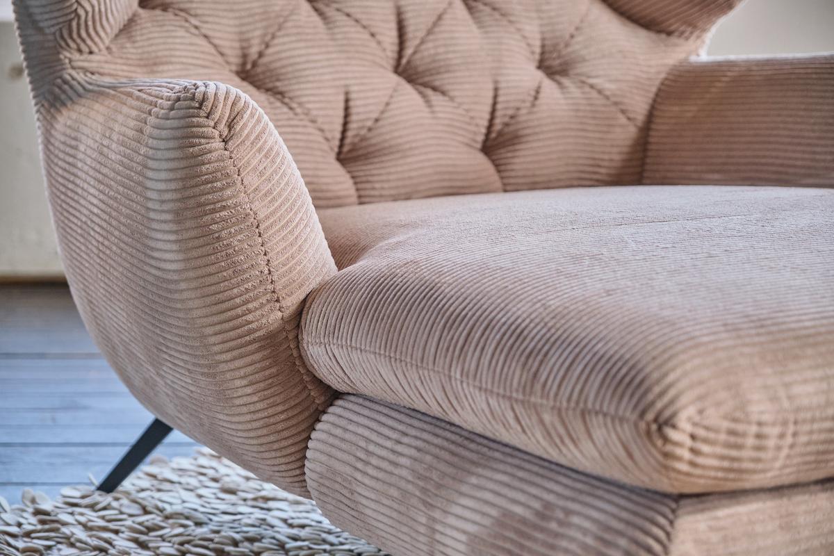 LONGSEAT CHAMRE Taupe Cord - Taupe/Schwarz, Textil/Metall (130/95/160cm) - KAWOLA