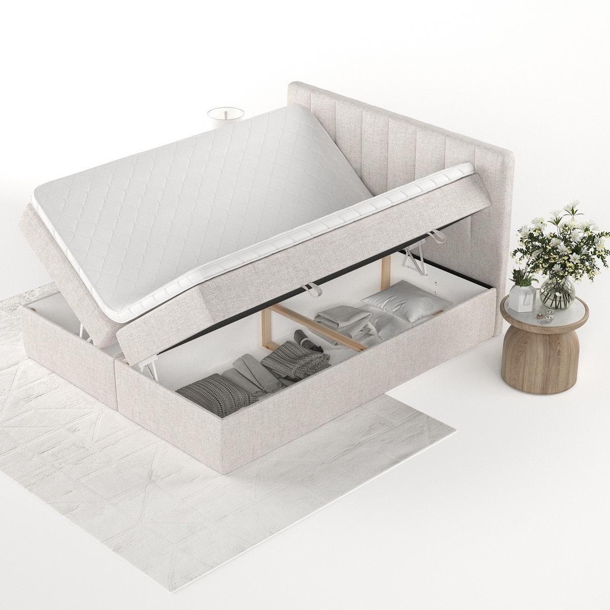 BOXBETT Bari 160/200 cm Hellbeige im Neve Stoff - Sandfarben, Holz/Holzwerkstoff (160/200cm) - AltaBeds