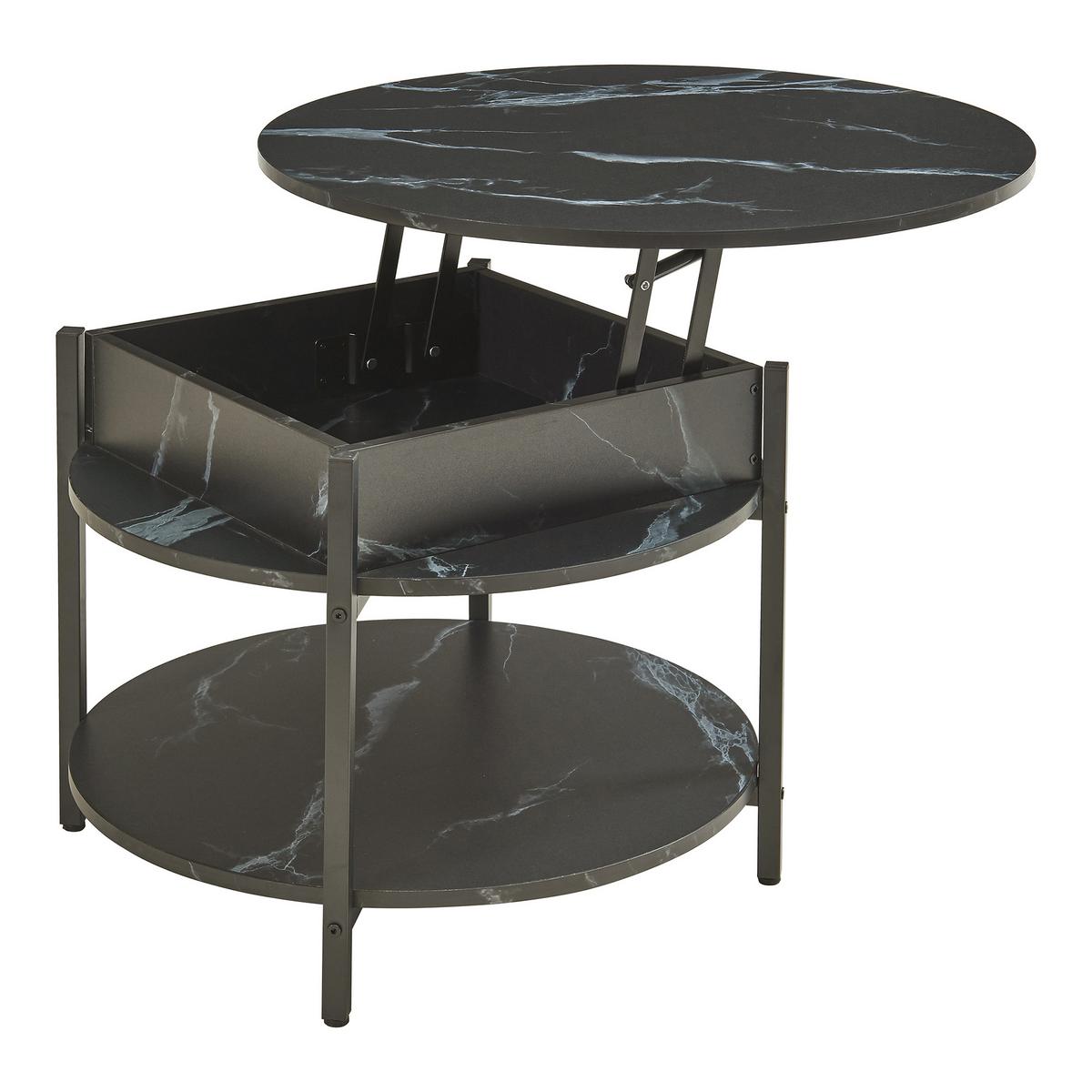 COUCHTISCH Kandas 70/49 cm - Schwarz, Holzwerkstoff/Metall (70/70/49cm) - [en.casa]