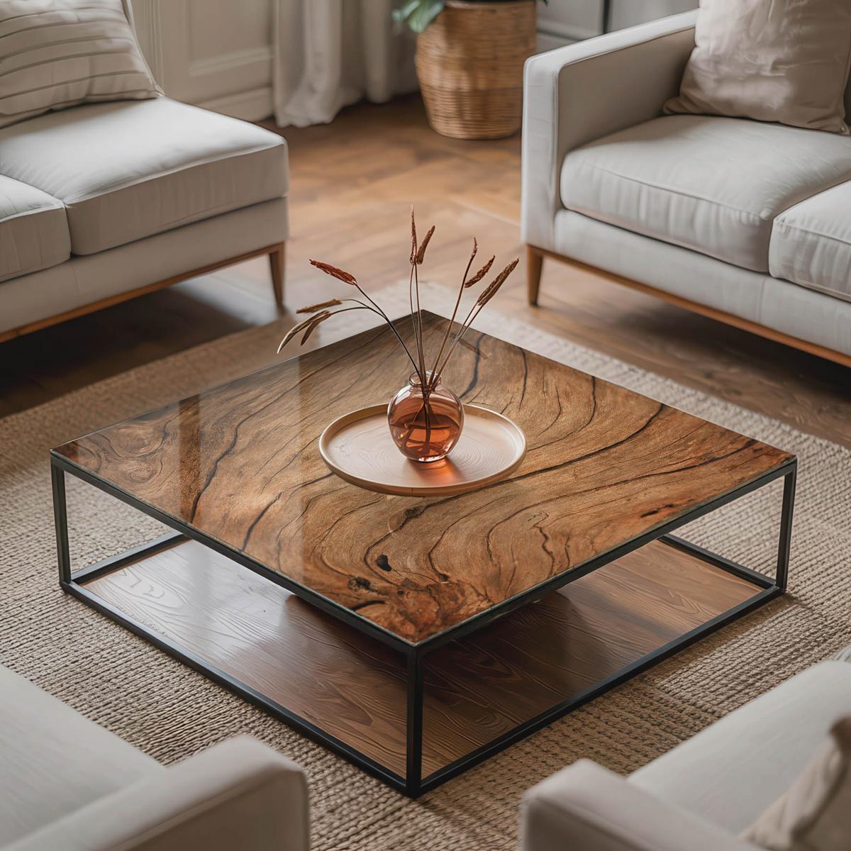TISCHPLATTE 50x50 cm Natürliche Holzmaserung - Braun, Glas (0.4/50/50cm) - TULUP