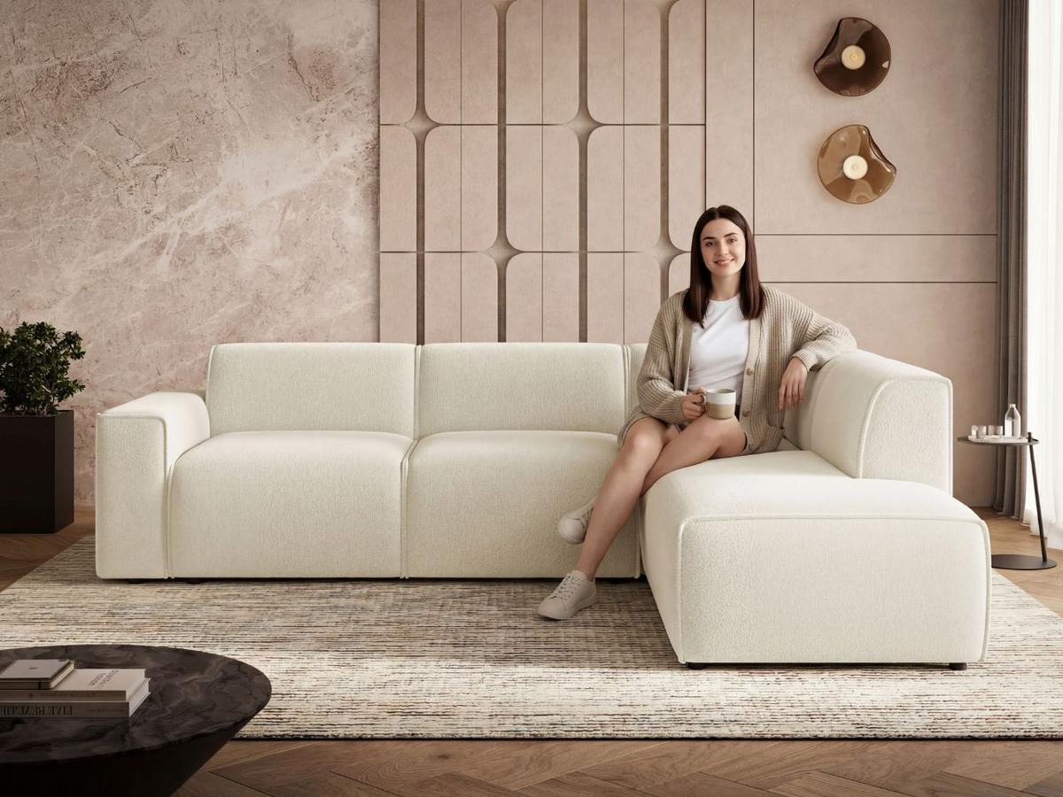 ECKSOFA Eluno Creme Links - Creme/Schwarz, Holz/Kunststoff (220/292cm) - Graingold