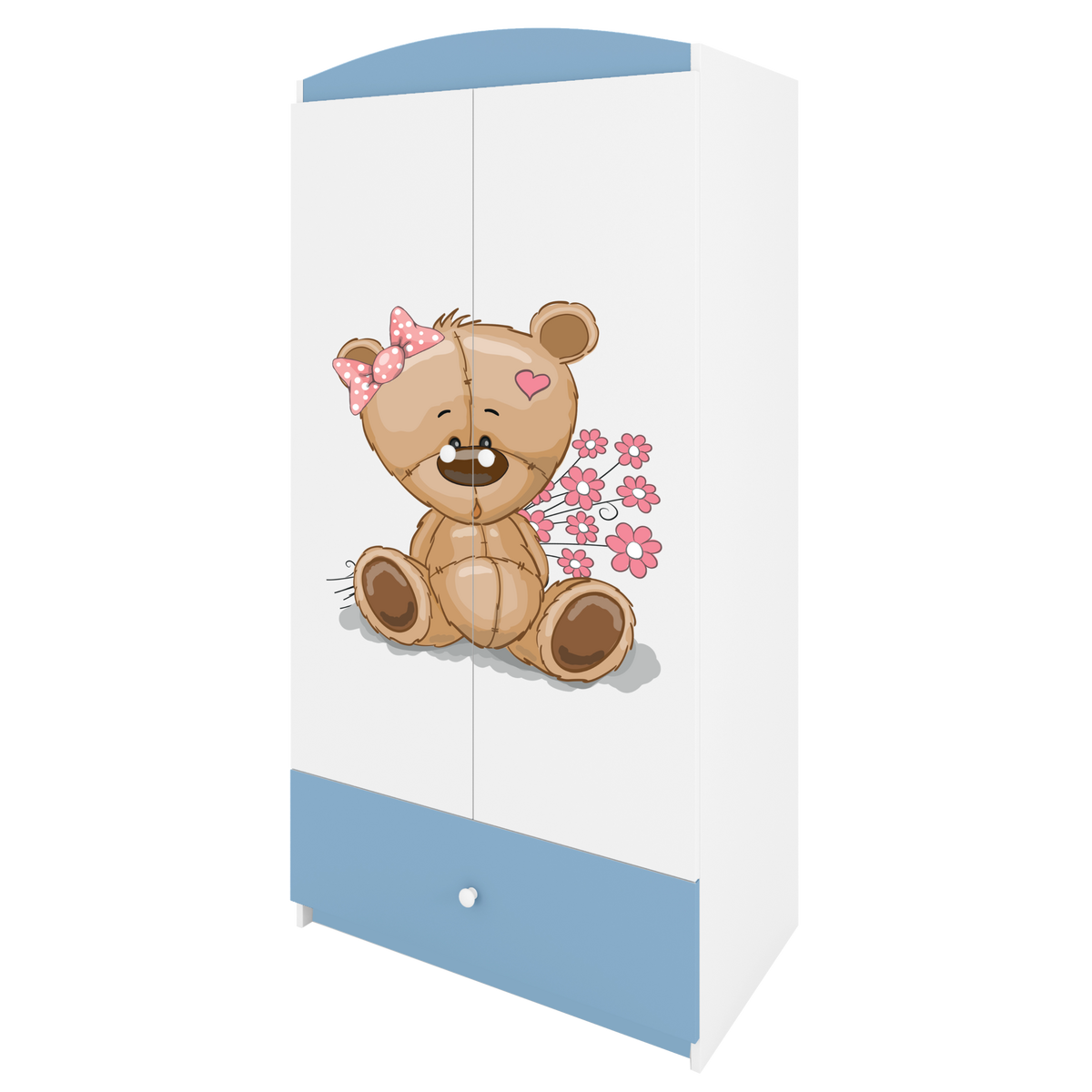 KINDERKLEIDERSCHRANK Teddybär II - Blau, Holzwerkstoff (90/175/52cm) - RAUMHIRSCH FURNITURE
