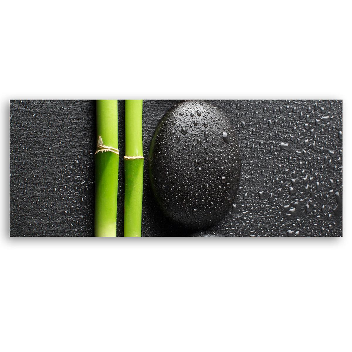WANDBILD steine bambus zen spa - Schwarz, Textil (90/30cm) - Feeby