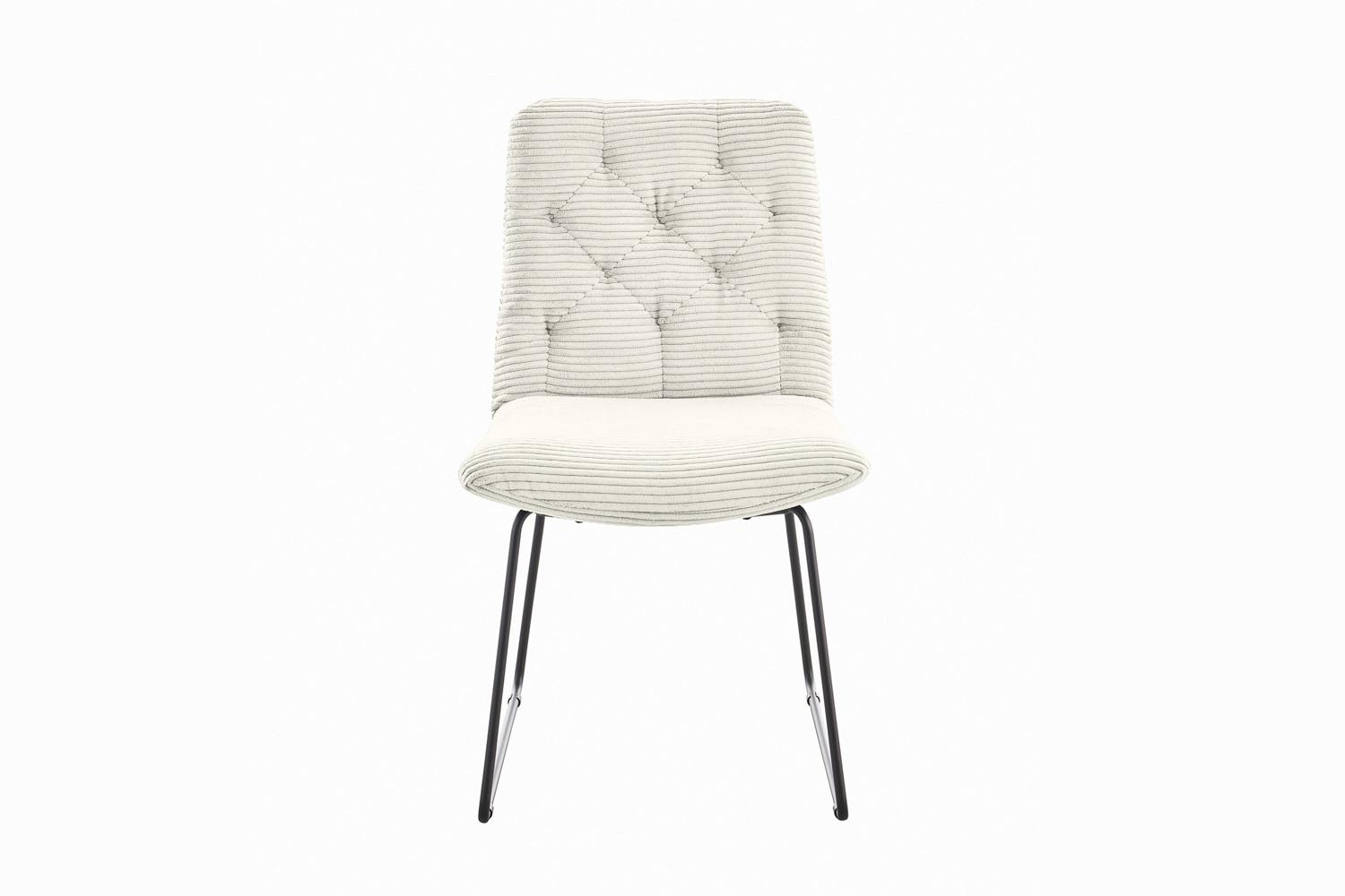 ESSZIMMERSTUHL NEW CHARME Weiß Cord (1er-Set) - Weiß, Textil (52/87/66cm) - KAWOLA