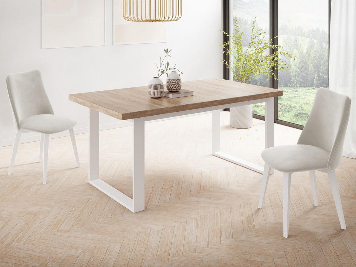 ESSTISCH Sana rechteckig ausziehbar, Sonoma Eiche 160/240/90/75 cm - Weiß/Sonoma Eiche, Holzwerkstoff/Metall (80/200/75cm) - WFL GROUP