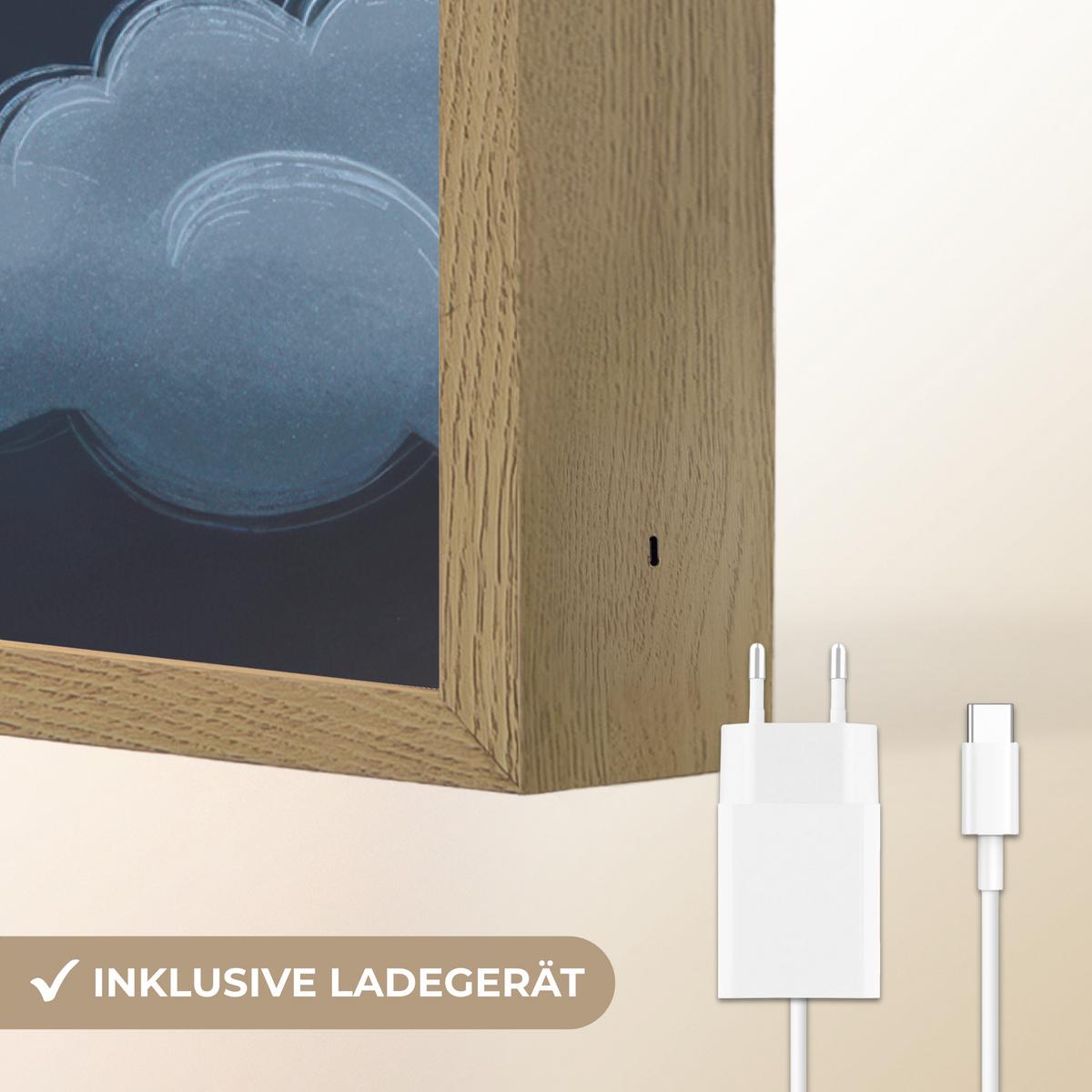 NACHTTISCHLAMPE MIT AKKU Teddybär - Mond - Wolken - Sterne 40x60 cm - Dunkelblau, Holzwerkstoff (8/40/60cm) - OnlyWow