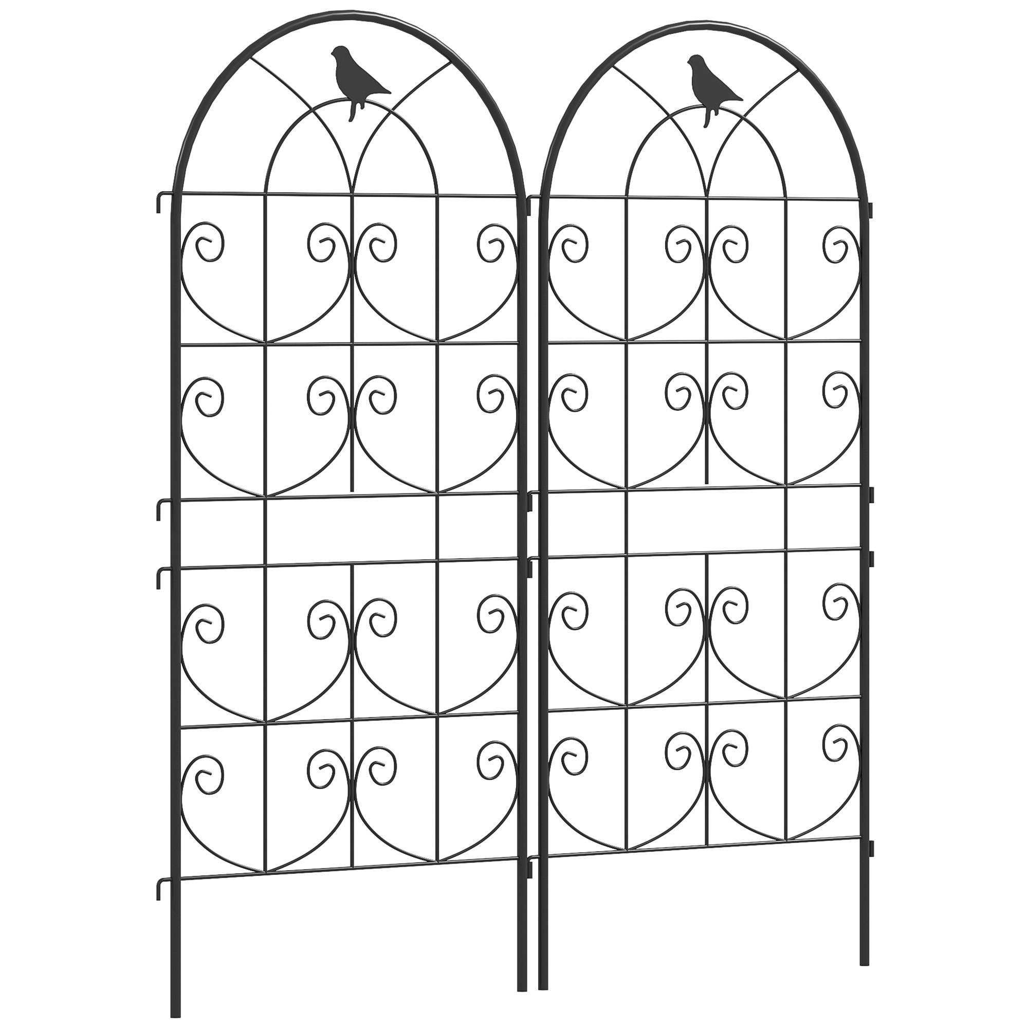 RANKGITTER 2er Set Metall Schwarz - Schwarz, Metall (1.3/120/50cm) - Outsunny