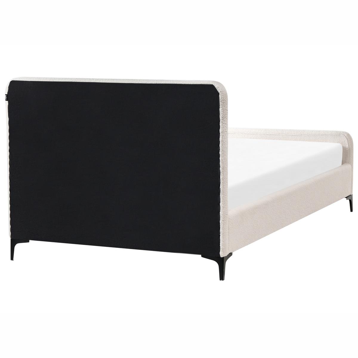 BETT mit Lattenrost 120/200 cm Cremeweiß Lunan - Schwarz/Weiß, Textil (120/200cm) - Beliani