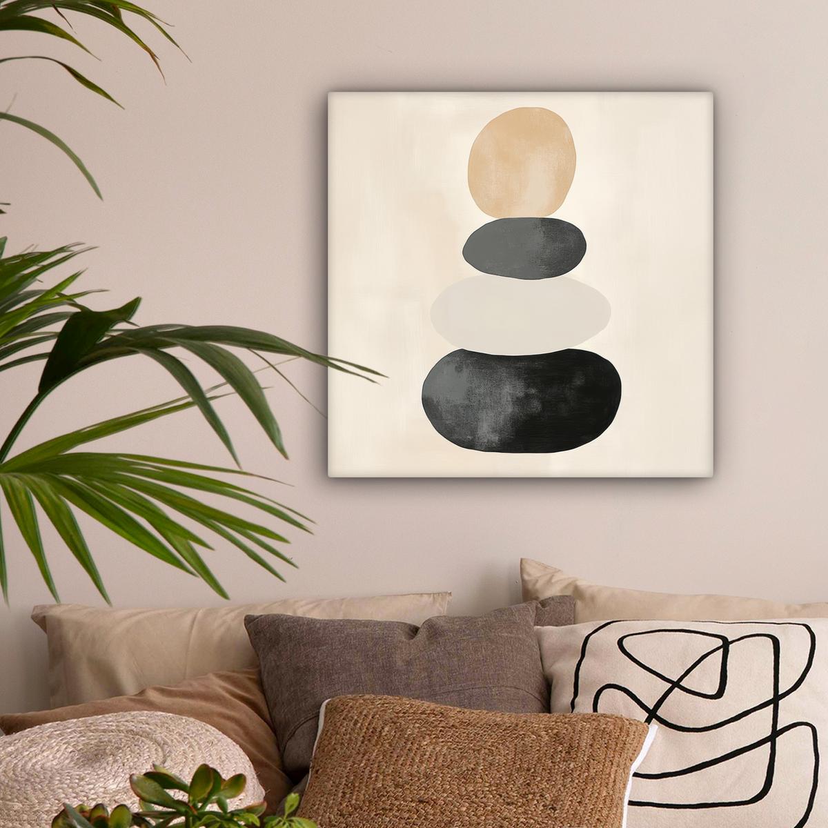 LEINWANDBILD Japandi - Wabi sabi - Beige Wandbild Wohnzimmer 50x50 cm - Taupe, Textil (50/50cm) - MuchoWow