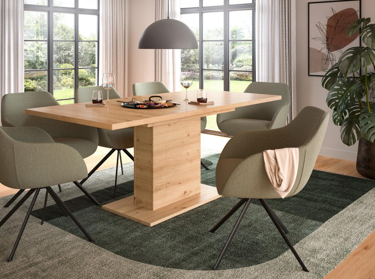 ESSTISCH Eiche Artisan, Küchentisch ausziehbar 150 - 190 cm - Eiche Artisan, Holzwerkstoff/Metall (150/90/76cm) - Inn.Furn