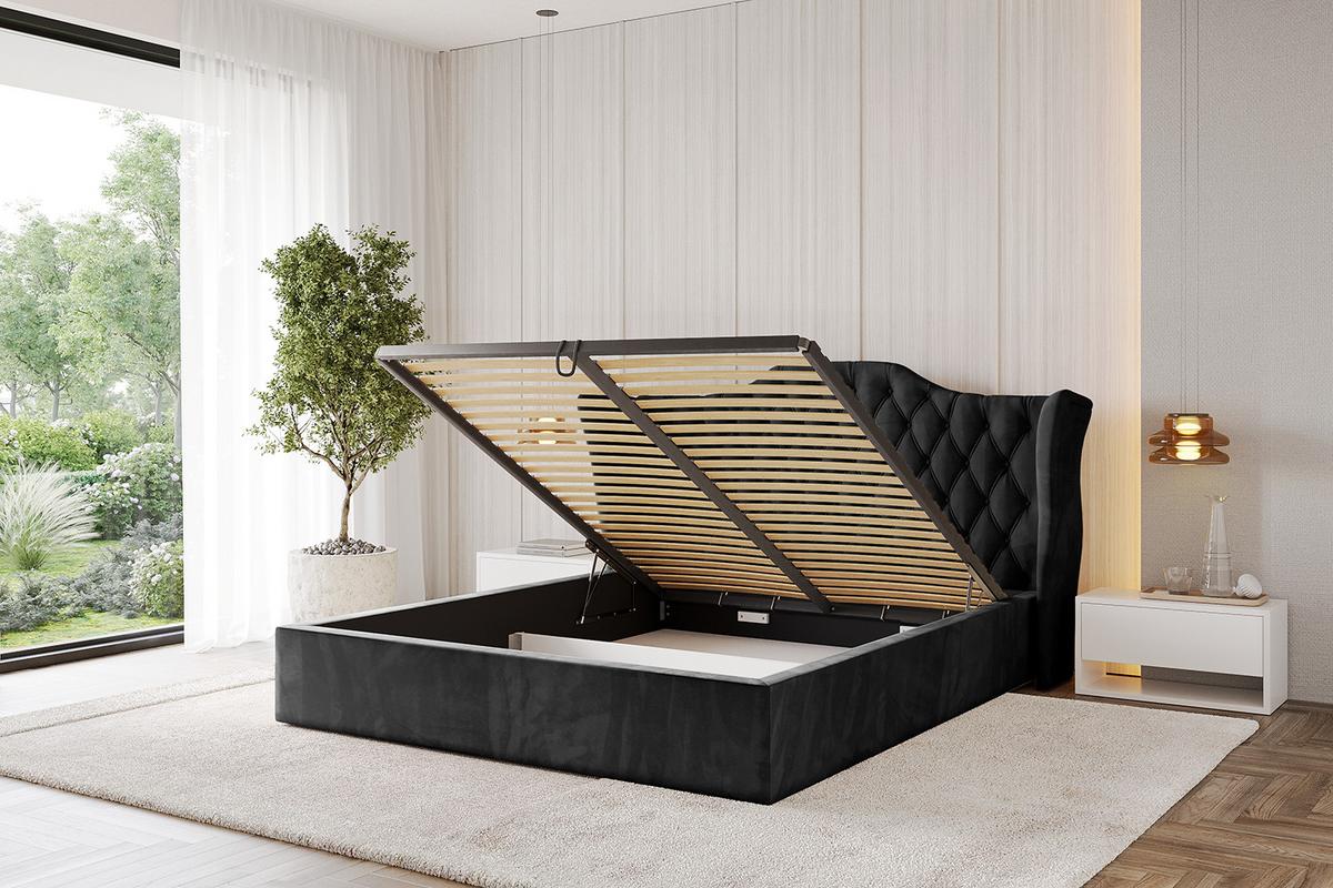 POLSTERBETT mit Bettkasten und Lattenrost, Boxbett ohne Matratze - ZORAN 140x200 Schwarz - Schwarz, Holzwerkstoff/Textil (140/200cm) - ALTDECOR
