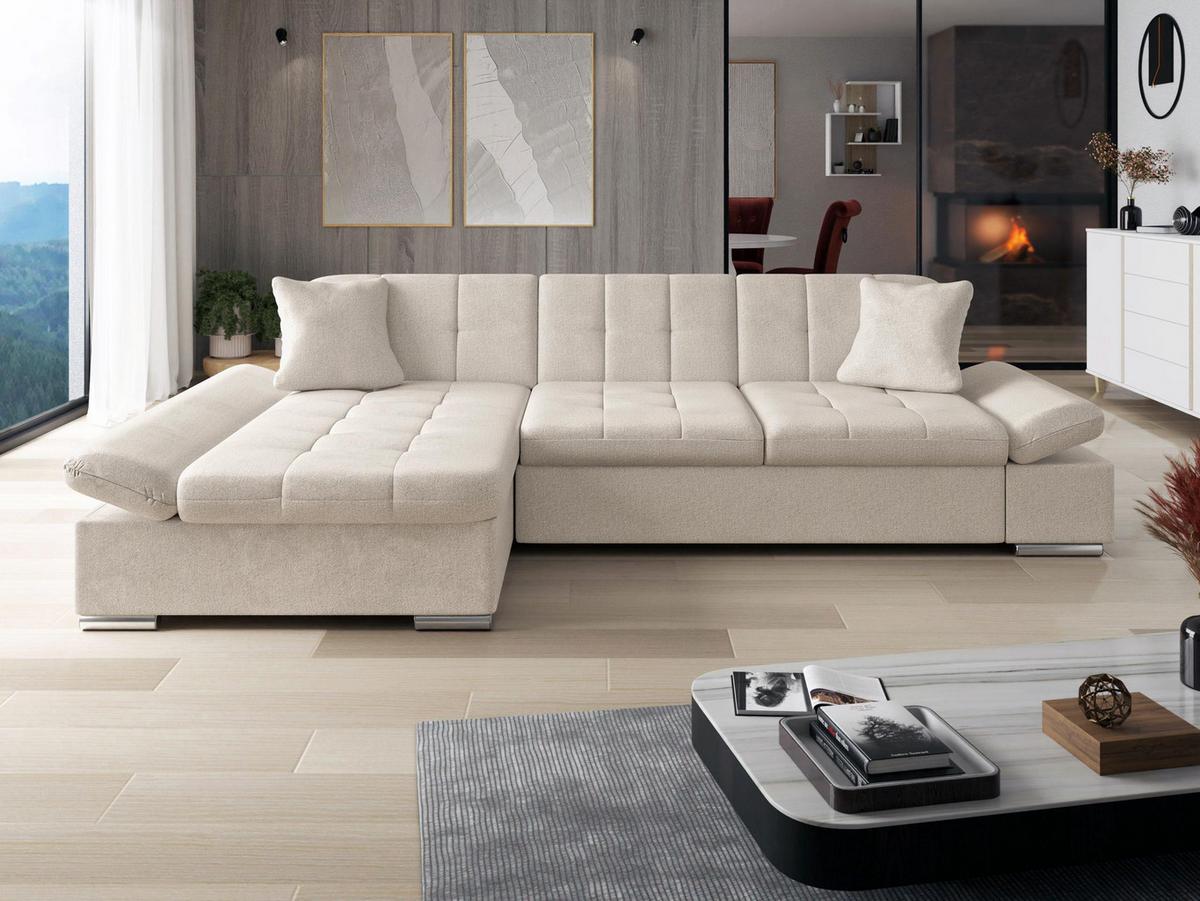 ECKSOFA Malwi, Seite: Links - Beige, Holz/Textil (278/161cm) - MIRJAN24