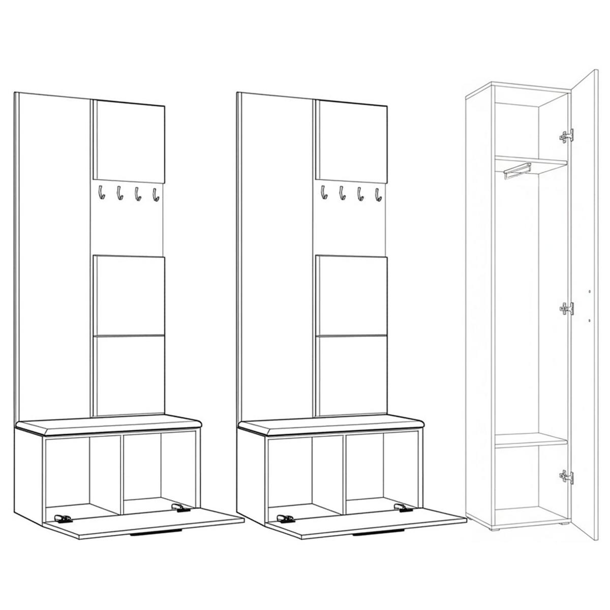 GARDEROBENSCHRANK MODULO 201,2/204/40 cm Modern Garderobe-Set Kaschmir - Kaschmir/Schwarz, Holzwerkstoff (201.2/204/40cm) - MASSENO