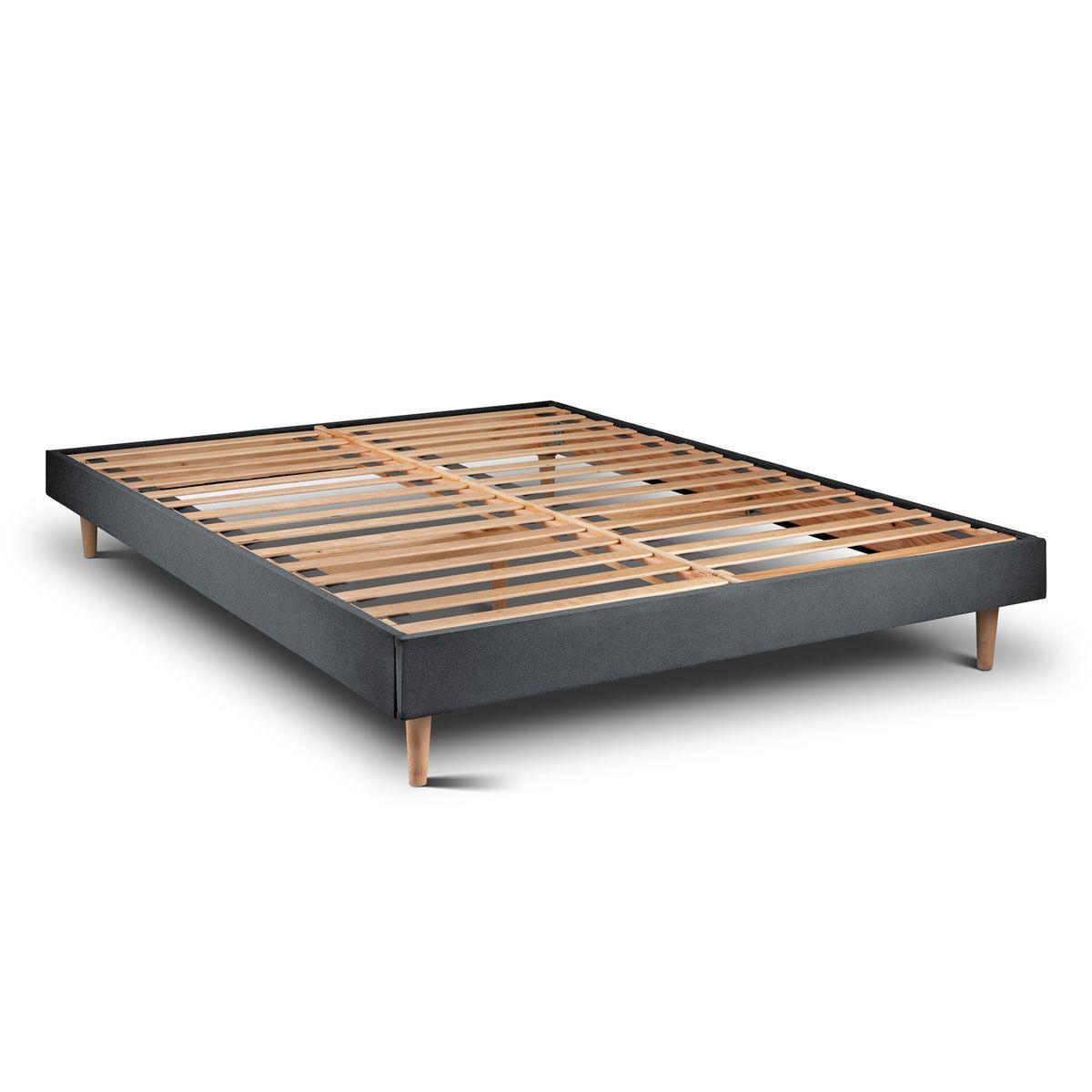 LATTENROST – Samtstoff – Bausatz zur Selbstmontage - 180x200 cm - Beige/Anthrazit, Karton/Holz (180/200cm) - Sommeil de Plomb