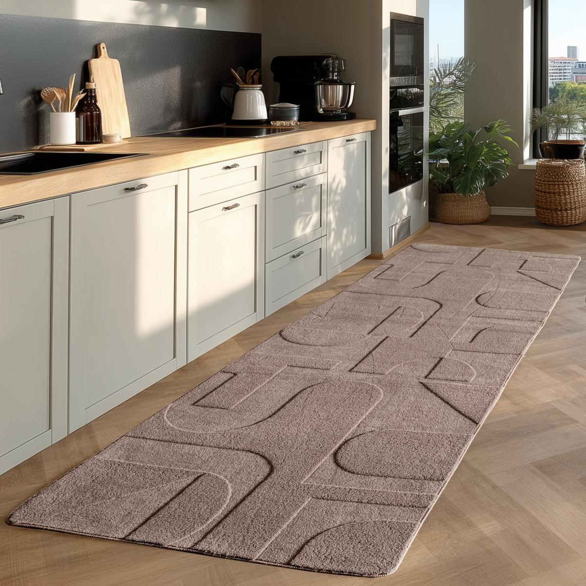 TEPPICH Kurzflor Waschbar LAVAREDO in Beige, im Skandi-Stil, 80 x 250 cm - Beige, Textil (250/80cm) - KADIMA DESIGN