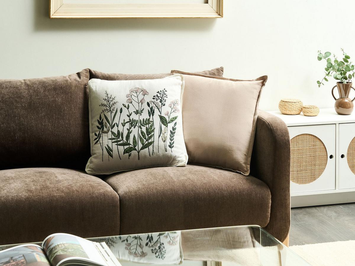 DEKOKISSEN 2er-Set Weiß 45/45 cm Ferna - Weiß, Textil (45/45cm) - Beliani