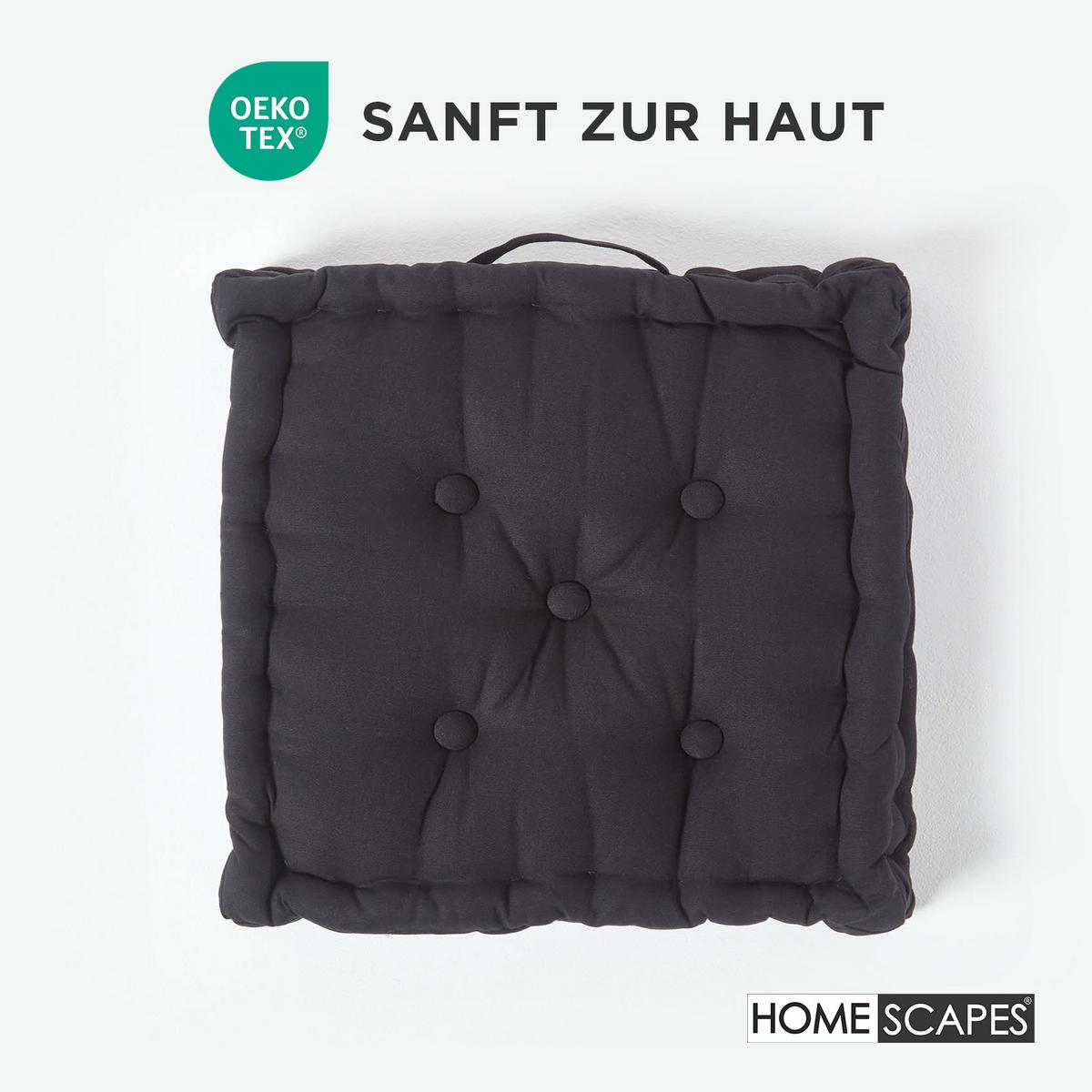 SITZKISSEN schwarz 40/40/8 cm – Bodenkissen unifarben - Schwarz, Textil (40/40/8cm) - Homescapes