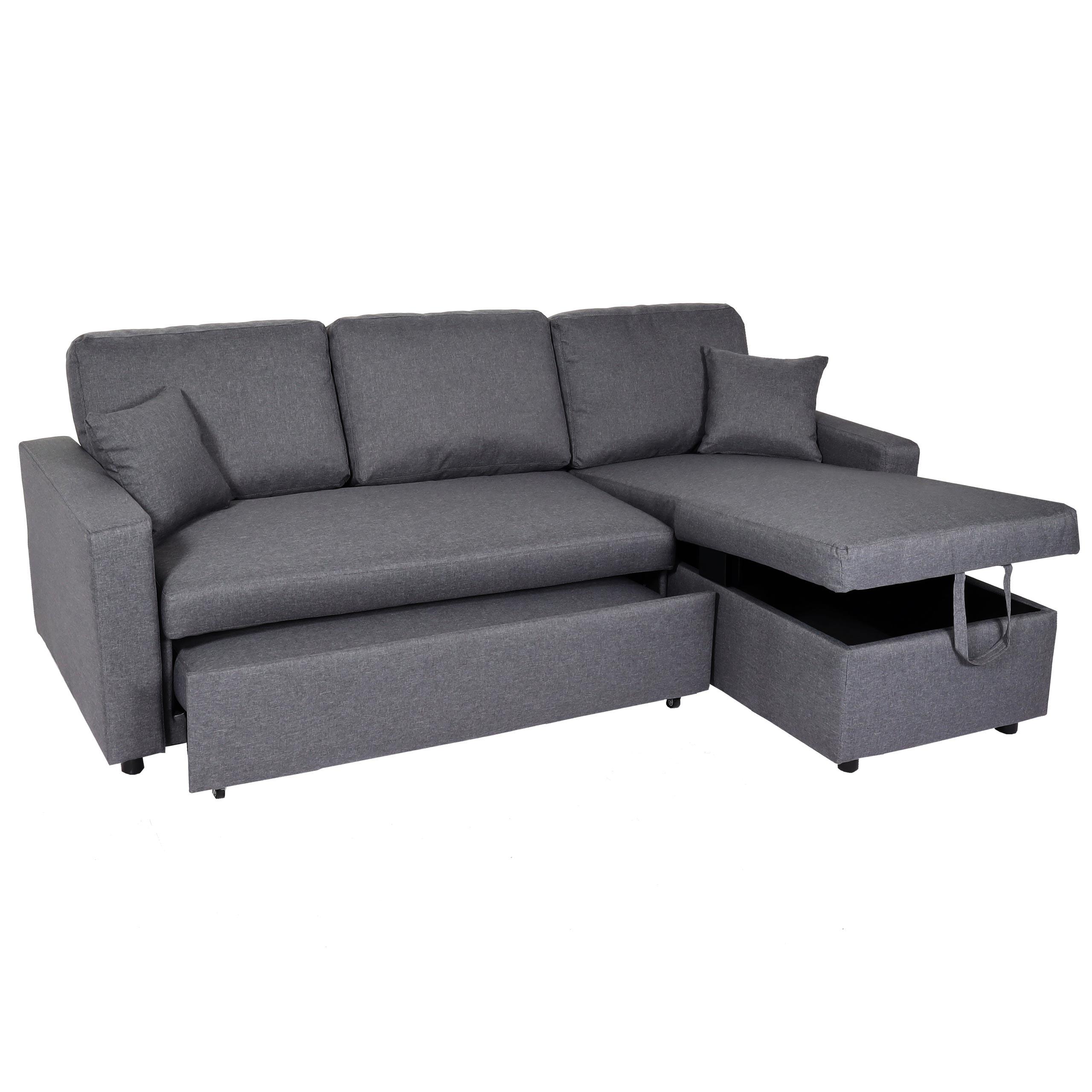 ECKSOFA MIT BETTKASTEN Grau - Dunkelgrau/Grau, Textil (228/151cm) - MCW