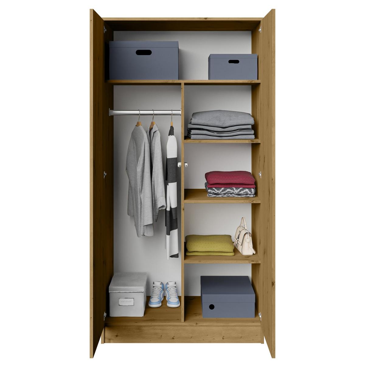 DREHTÜRENSCHRANK Look mit 2 Türen, 90 cm, eiche Artisan - Eiche Artisan, Holzwerkstoff (90/180/50cm) - Beautysofa